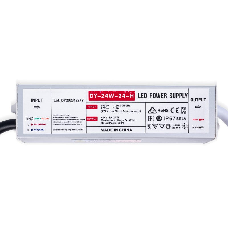 Alimentation LED 24V étanche 24W extra-plate - 1.0A - IP67