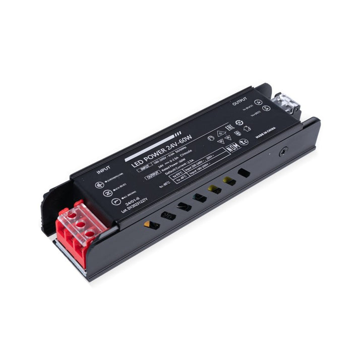 Alimentation LED 24V 60W extra-plate - 2.5A - Haute performance - IP20