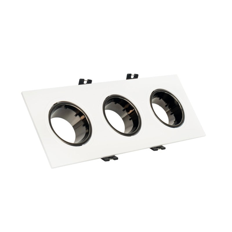 Downlight cuadrado triple orientable GU10/MR16 - Bajo índice UGR - Corte 75 x 235 mm