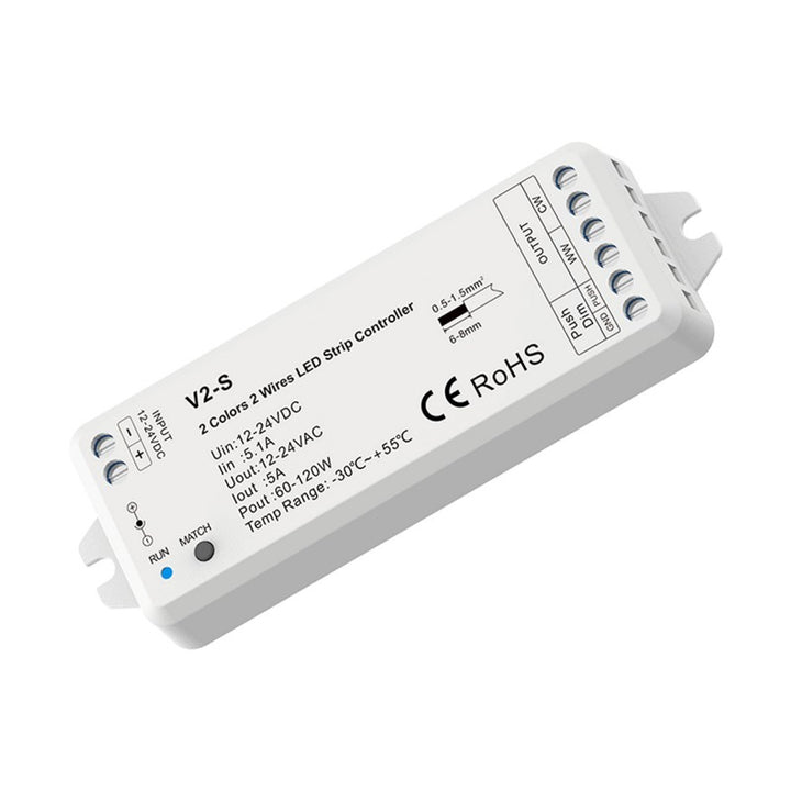 Contrôleur CCT 12-24V DC - 2 fils - 5A - RF 2.4GHz - PUSH dimmer - Skydance