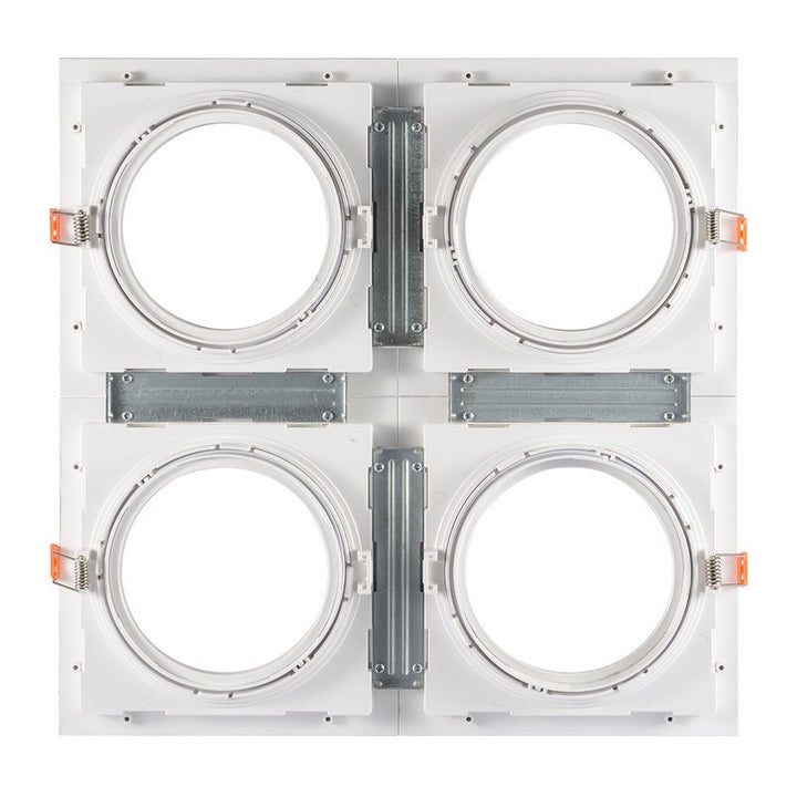 Pack x 4 - Collarín downlight cuadrado, orientable, tipo cardán para bombilla QR111 o AR111 - Corte 155 x 155 mm