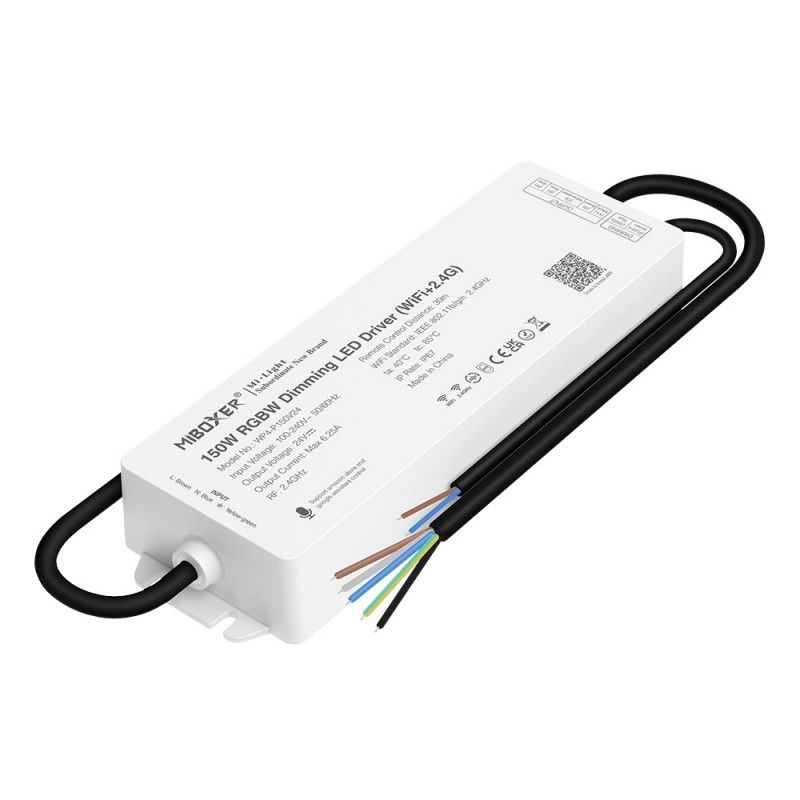 Controlador de tira LED RGB / RGBW con fuente de alimentación 150W - 24V DC - WIFI + 2.4G - IP67