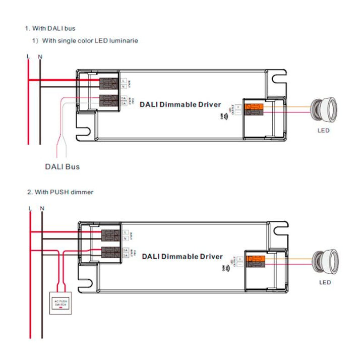 Driver DALI DT6 monochrome dimmable 220-240V - Sortie 6-58V DC - 250-700mA - 25W