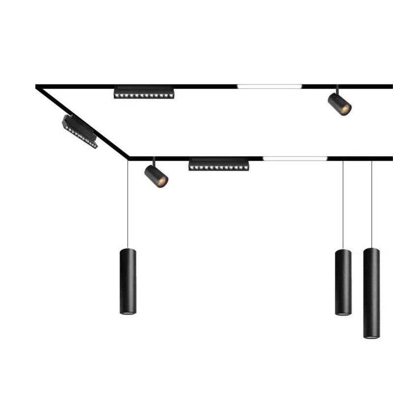 Foco LED lineal orientable sobre carril magnético 48V - 12W - 4000K - Chip OSRAM - UGR18 - Negro