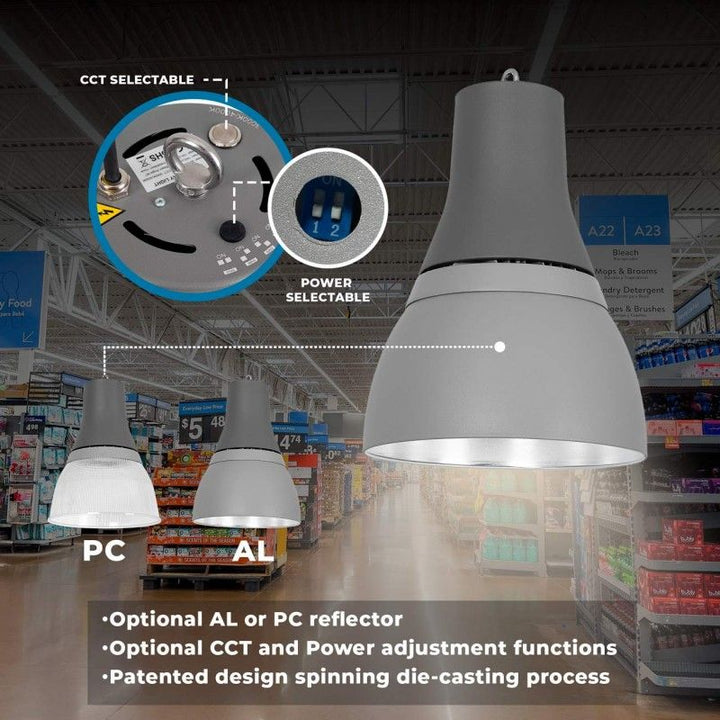 Lámpara colgante LED CCT comercial (25 W, 40 W, 60 W y 80 W) - Difusor de policarbonato - UGR19 - Controlador Lifud