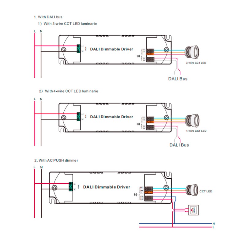 Driver regulable DALI DT8 CCT 220-240V - Salida 6-42V DC - 100-700mA - 15W