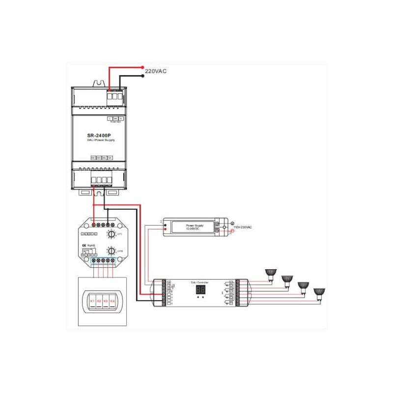 Fuente de alimentación DALI 100-240 V CA / 16 V CC 250 mA