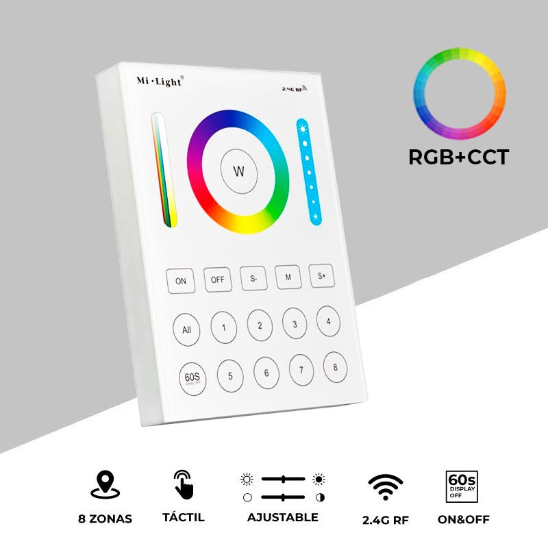 Control remoto de pared RGB+CCT de 8 zonas | Mi luz