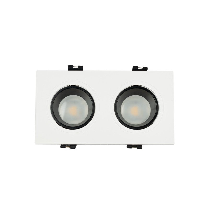 Collerette downlight carrée double orientable GU10 / MR16 - Faible indice UGR - Coupe 75 x 150 mm