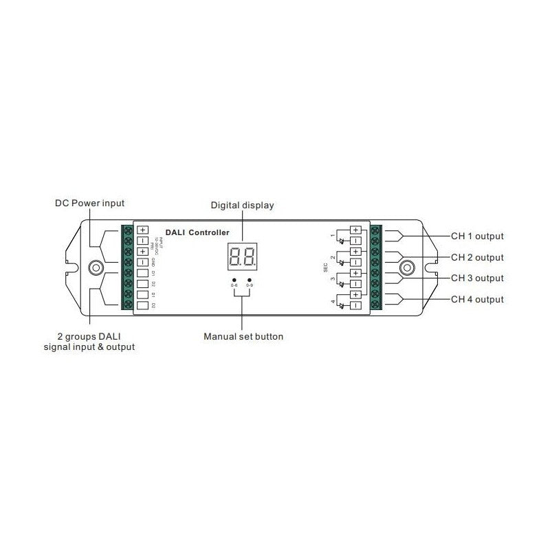 Regulador de intensidad Dali DC 12-36 V 5 A/canal (4 canales en 1)