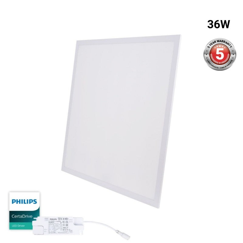 Pack 10 dalles LED 60x60cm 36W UGR&gt;22 Driver Philips - 4000K