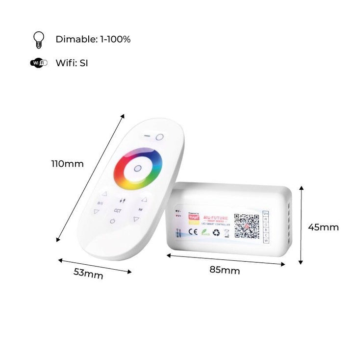 Controlador LED RGB+CCT SMART WIFI con control remoto - 12-24 V CC - 5 canales