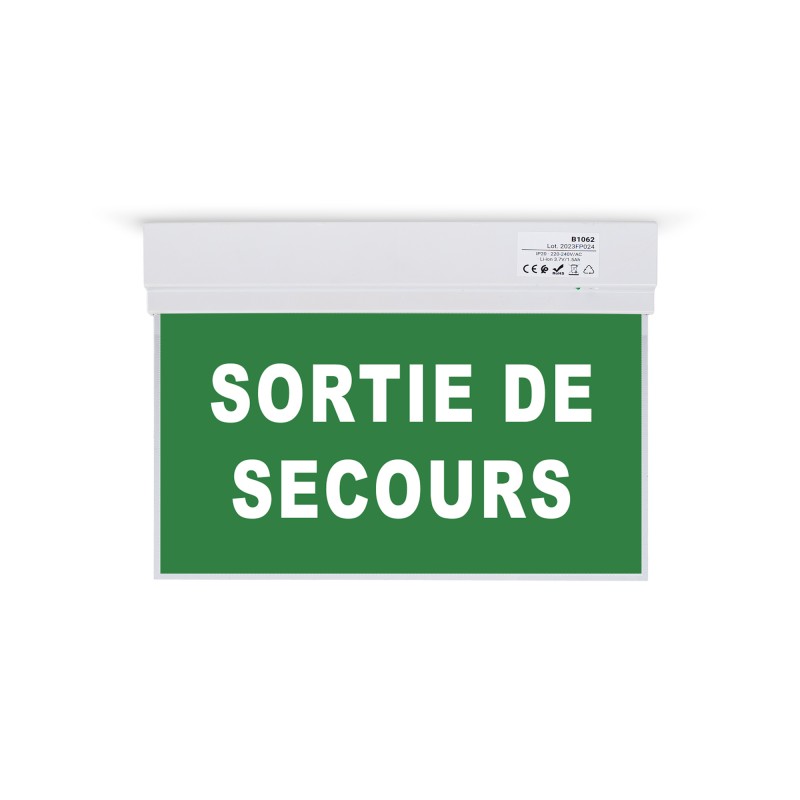 Bloc autonome d'éclairage de sécurité avec panneau "SORTIE DE SECOURS"