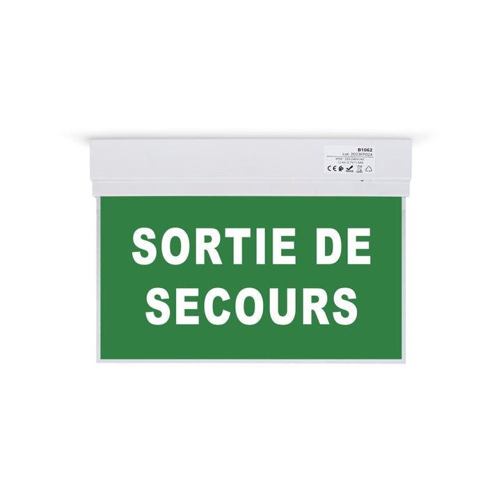 Bloc autonome d'éclairage de sécurité avec panneau "SORTIE DE SECOURS" - Suspension