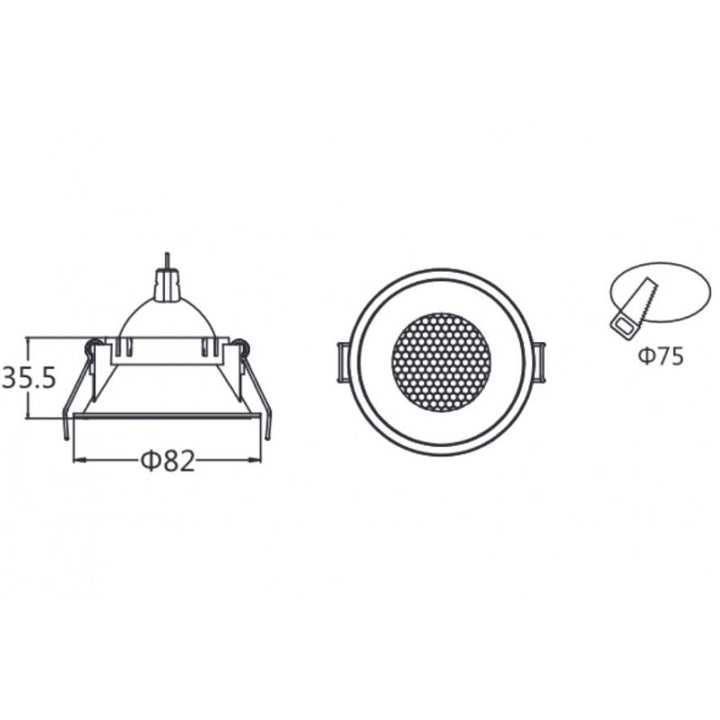 Support spot GU10 Ø75mm faible UGR