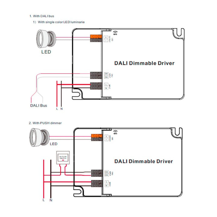 Driver DALI DT6 monocromo regulable 220-240V - Salida 6-58V DC - 500-1500mA - 65W