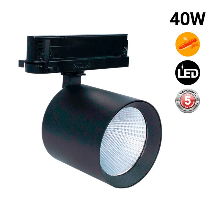 Foco LED 40W para carril trifásico - Panaderías - Driver Philips Xitanium