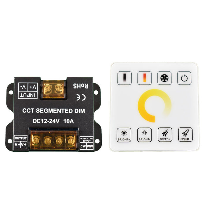 Controlador CCT blanco dual para tiras LED con panel táctil RF - 5-24 V/CC