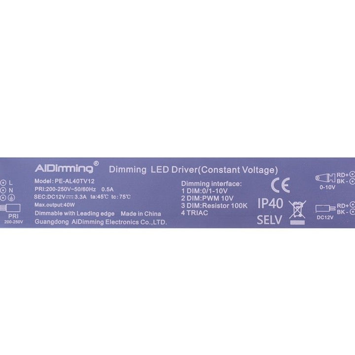 Alimentation dimmable TRIAC DC 12V 40W 3.3A 40W IP40