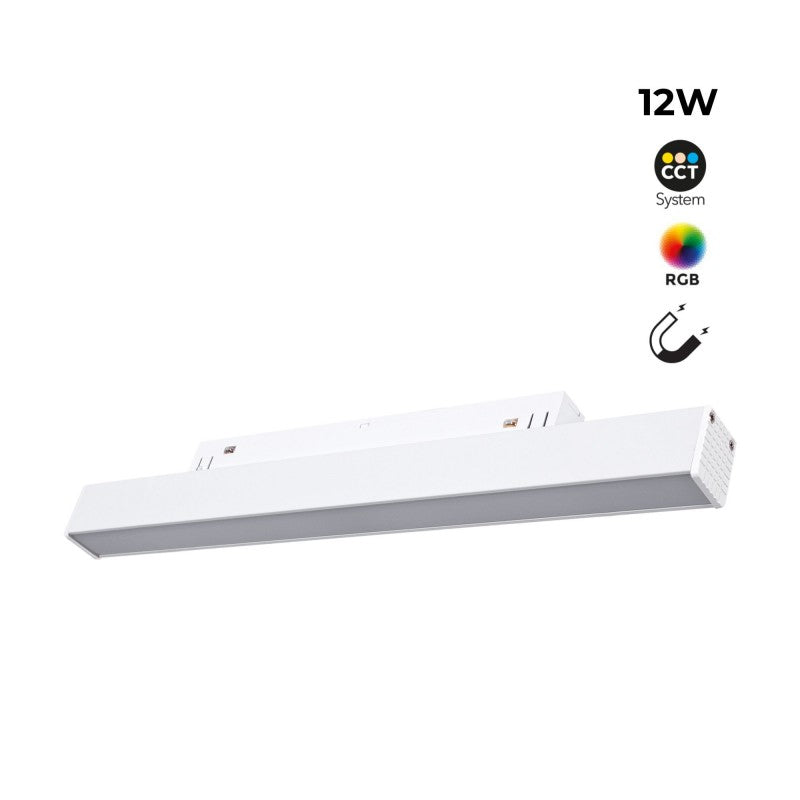 Spot linéaire opale sur rail magnétique RGB + CCT - 12W - Mi Light - Blanc