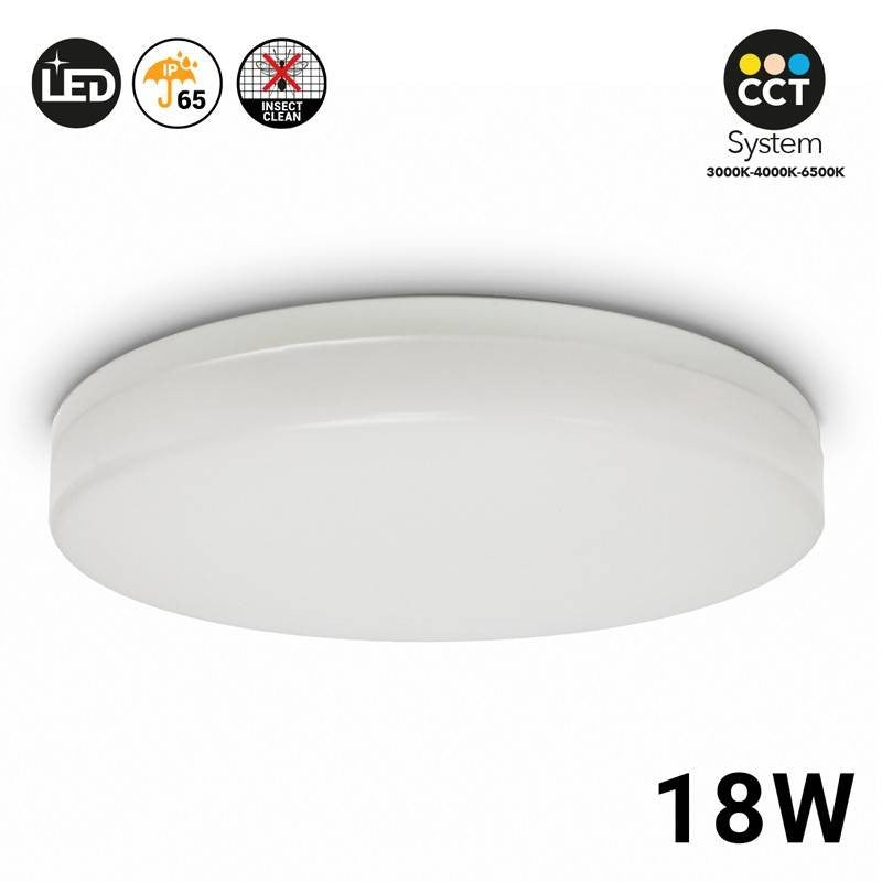 Plafonnier LED rond étanche blanc 24W CCT - 2400lm - IP65