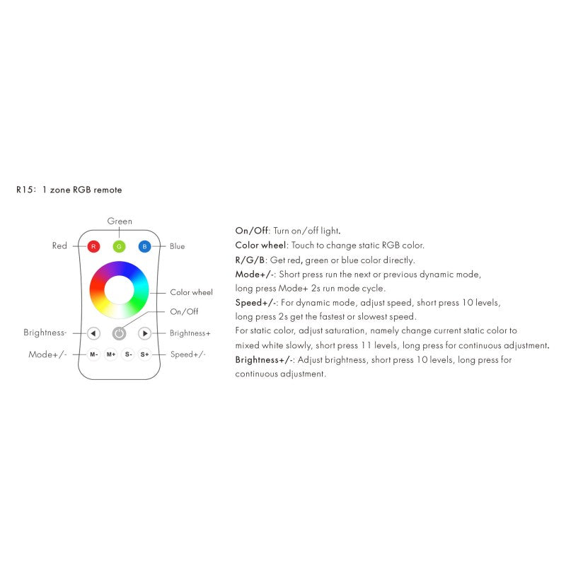 Mando a distancia para LED RGB de 1 zona - SK-RT15 - Skydance