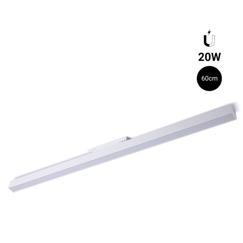 Spot LED linéaire opale sur rail magnétique 48V - 20W - Blanc