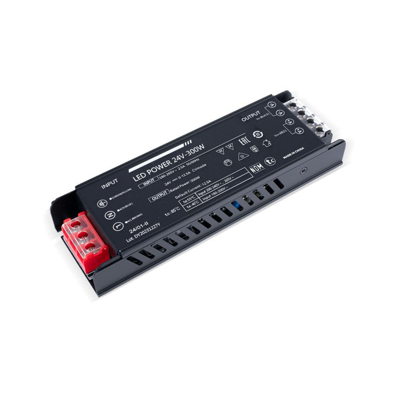 Alimentation LED 24V 300W extra-plate - 12.5A - Haute efficacité - IP20