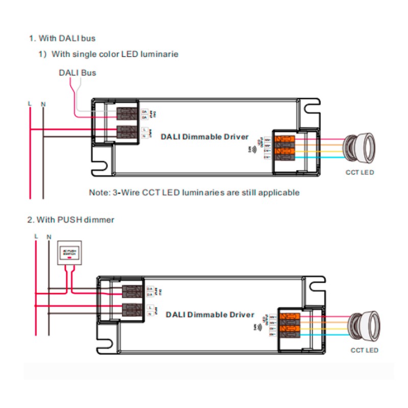 Controlador CCT regulable DALI DT8 220-240 V - Salida 3-42 V CC - 100-500 mA - 10 W