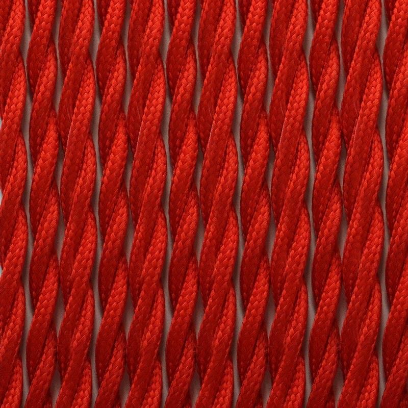 Câble électrique tressé en tissu effet soie Couleur rouge