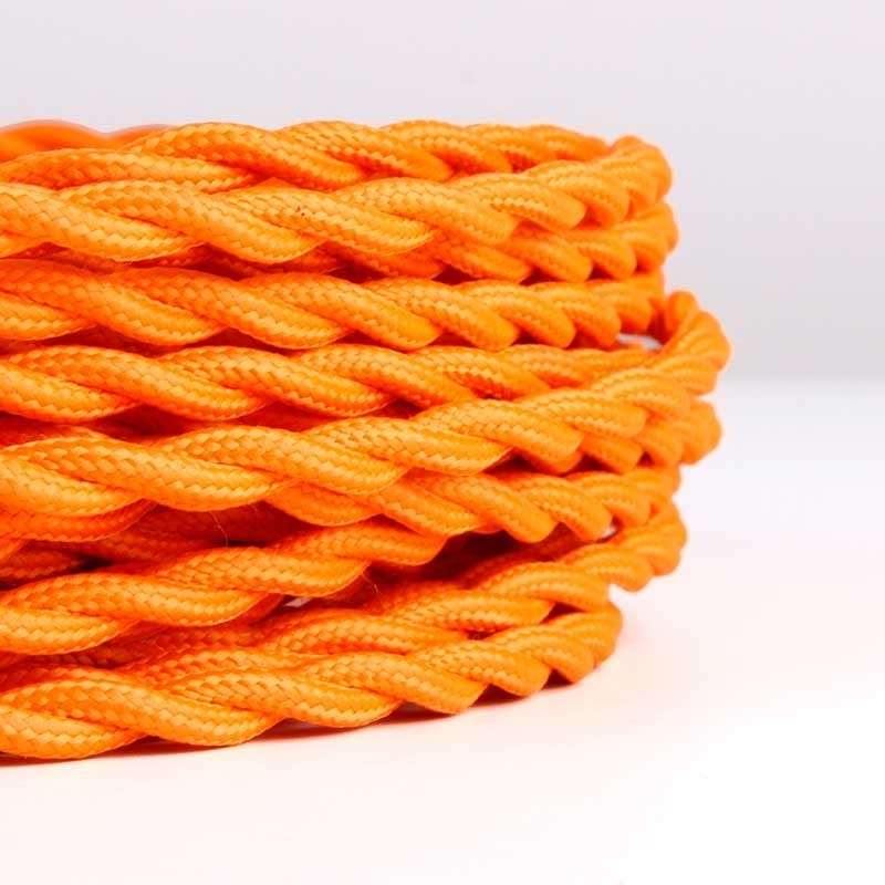 Cable trenzado recubierto de tejido efecto seda color naranja