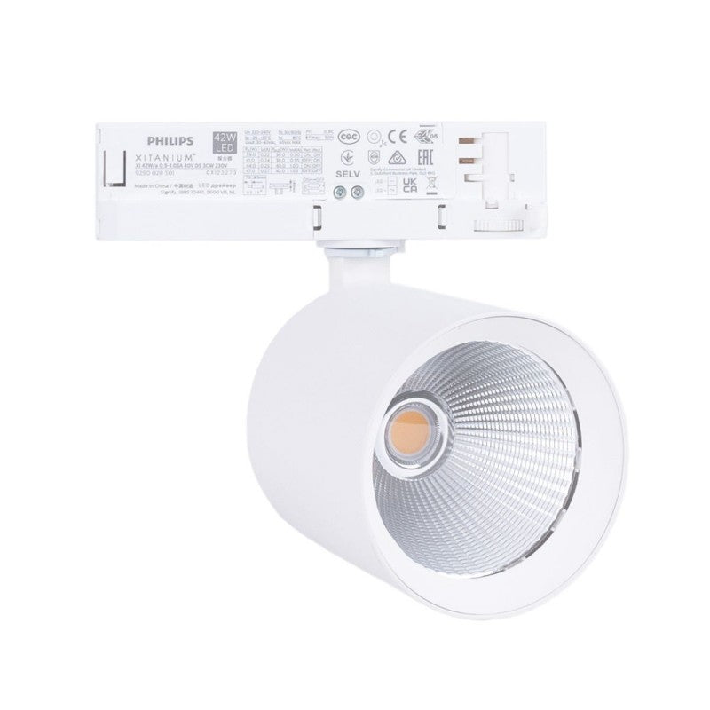 Projecteur LED sur rail triphasé 4000K - 40W - IRC 95 - Driver Philips Xitanium - Blanc