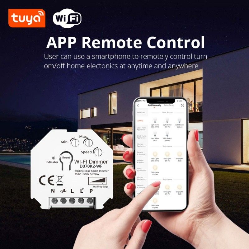 Dimmer SMART WIFI 250W Tuya APP - PUSH