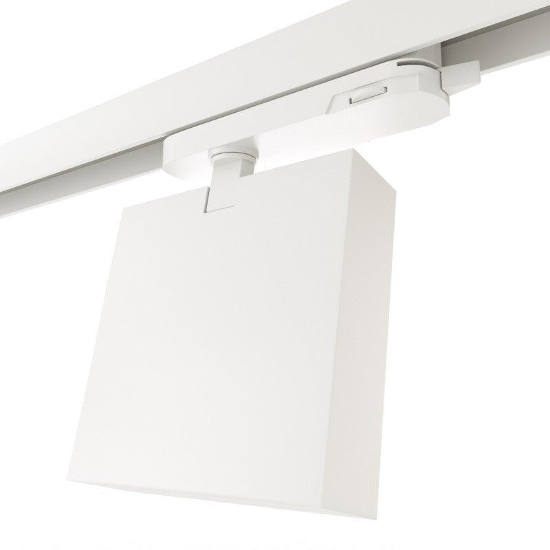 Foco LED cuadrado para carril trifásico - Potencia regulable: 12-42W - 4000K - CRI90 - Ángulo 35° x 70°