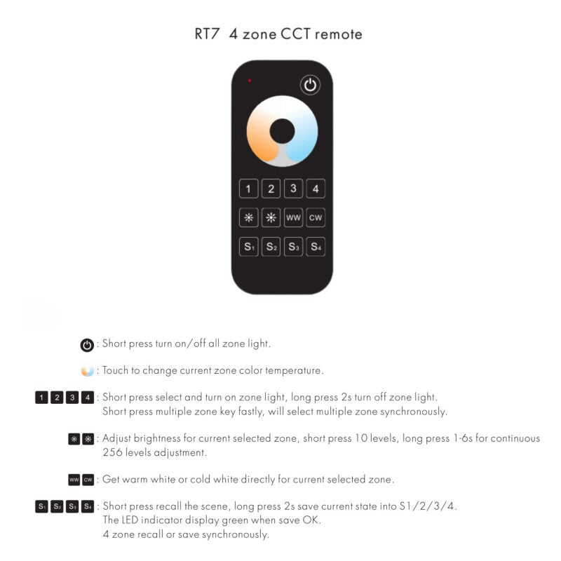 Mando a distancia RF con rueda táctil Skydance CCT - 4 zonas - SK-RT7