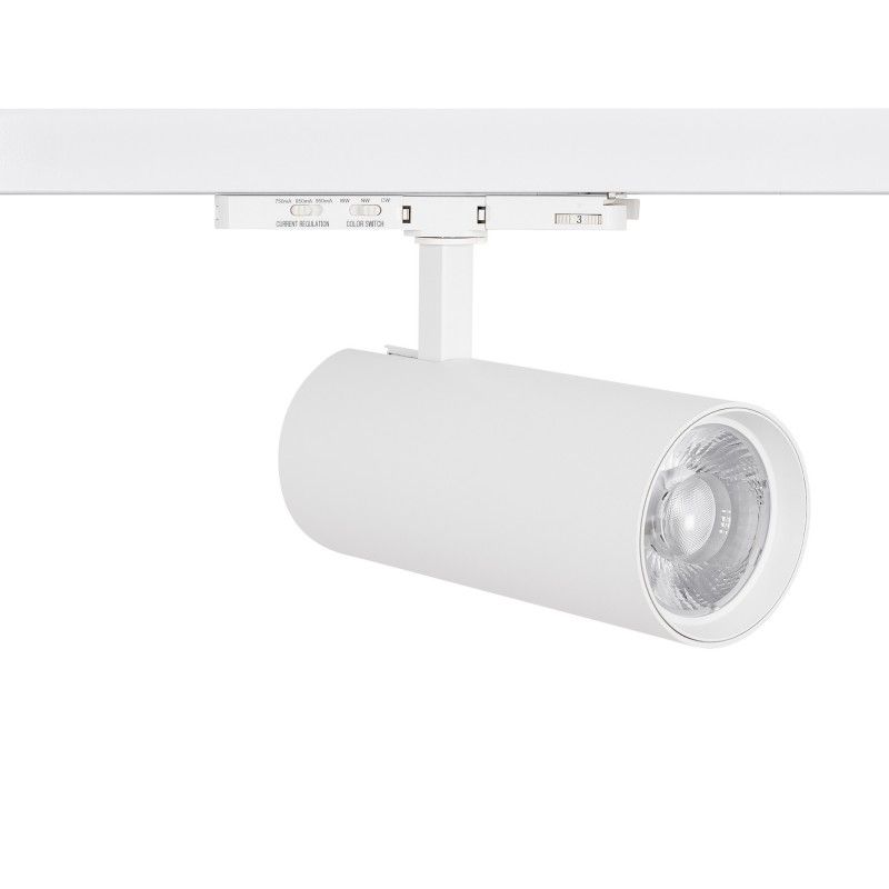 Projecteur LED pour rail triphasé - Puissance réglable : 30W/ 34W/ 38W - CCT - CRI 90