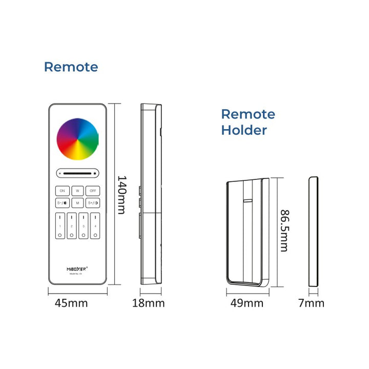 Télécommande - RGB + CCT - 4 Zones - RF 2.4Ghz - Mi Light - C5