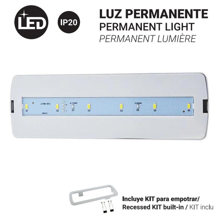 Bloc de secours permanent 3W - 250lm - 3 h d'autonomie