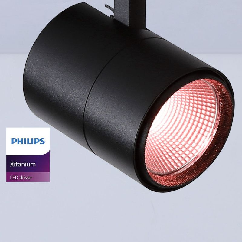 Projecteur LED sur rail triphasé spécial boucherie - Driver intégré Philips Xitanium - LED COB - 40W