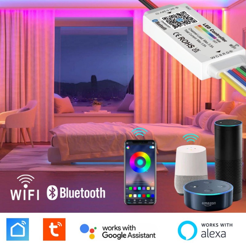 Mini controlador RGB + CCT - WiFi + Bluetooth - 5-24V DC - 3.5A