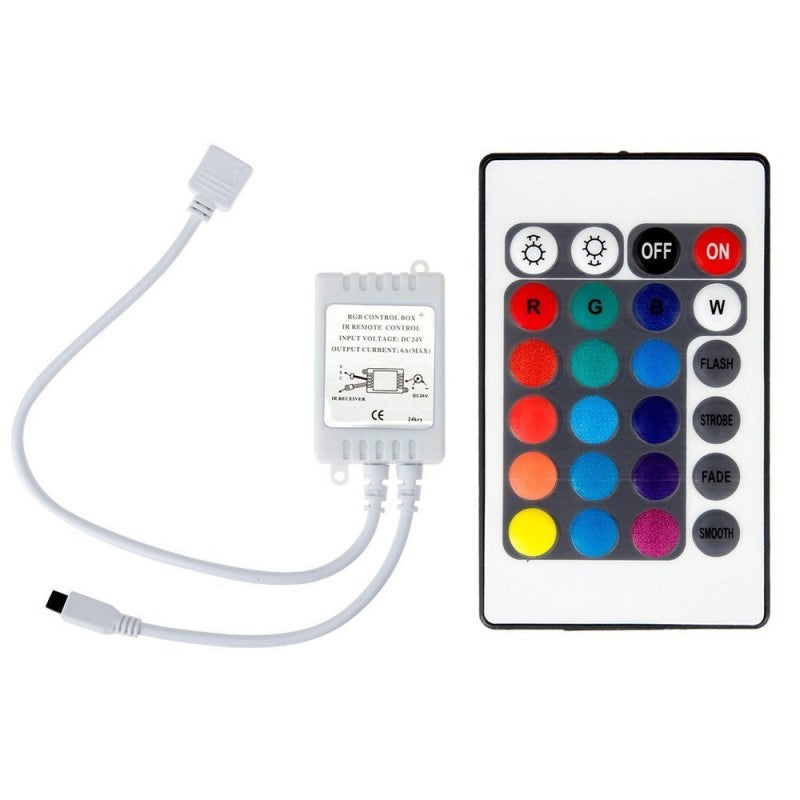 Contrôleur RGB 12V 6A (2a/ch) avec télécommande IR 24 touches