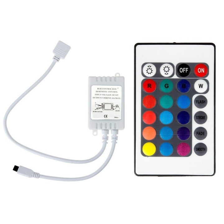 Controlador RGB de 12 V 6 A (2 A/canal) con control remoto IR de 24 teclas