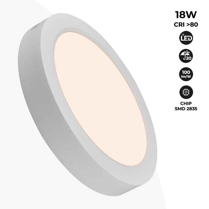 Plafonnier LED en saillie 18W Haute Efficacité