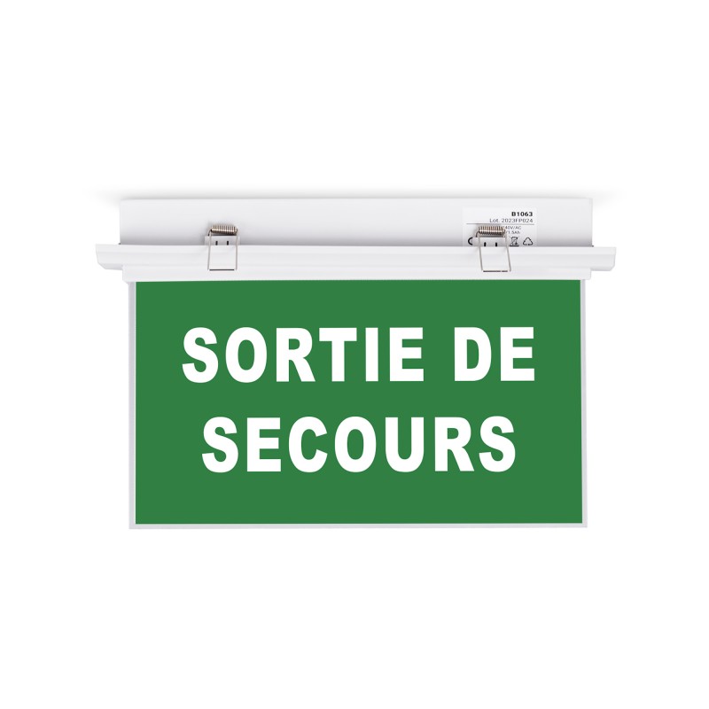 Bloc autonome d'éclairage de sécurité avec pictogramme "SORTIE DE SECOURS" - Encastrable