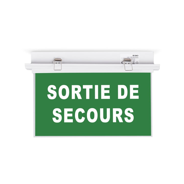 Bloc autonome d'éclairage de sécurité avec pictogramme "SORTIE DE SECOURS" - Encastrable