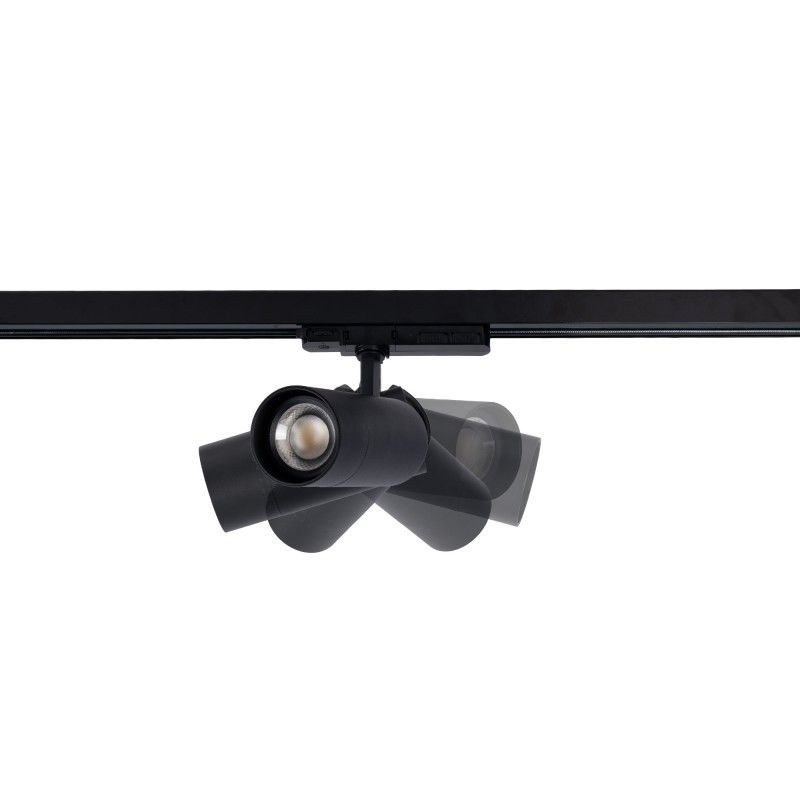 Spot LED sur rail triphasé CCT - Puissance réglable 30-40W - COB - Multiangle 24-60º.