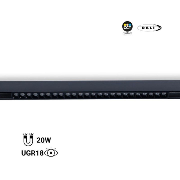 Foco LED lineal CCT sobre carril magnético 48V - 20W - Regulación DALI-2 - UGR18