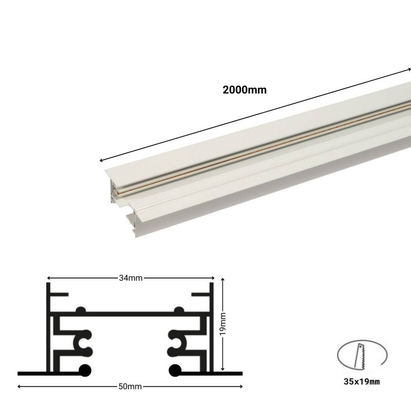 Rail monophasé 200 cm encastrable