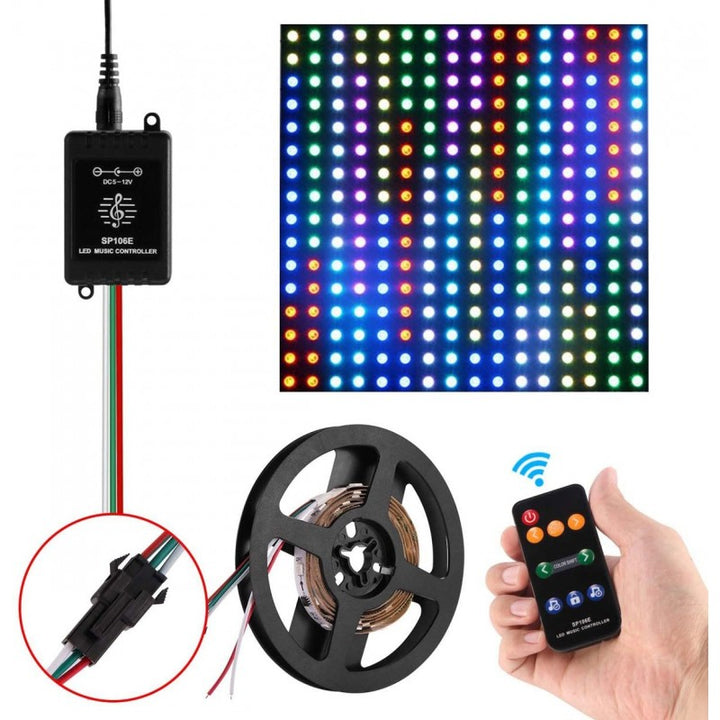 Contrôleur musical LED IC Pixel RGB/RGBW avec télécommande - 5-12V DC - 600 pixels