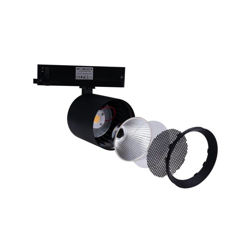 Foco LED para carril trifásico CCT 40W - IRC 90 - Driver KGP - Negro